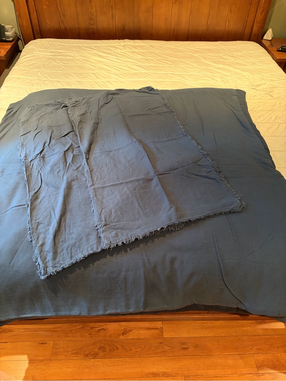 Casaluna Blue Frayed Edge Duvet Cover with Matching Throw